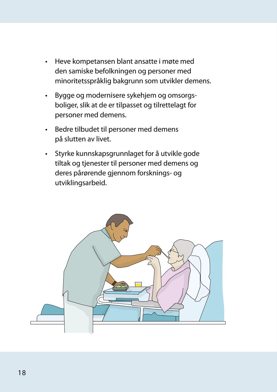 Bygge og modernisere sykehjem og omsorgsboliger, slik at de er tilpasset og tilrettelagt for personer med demens.