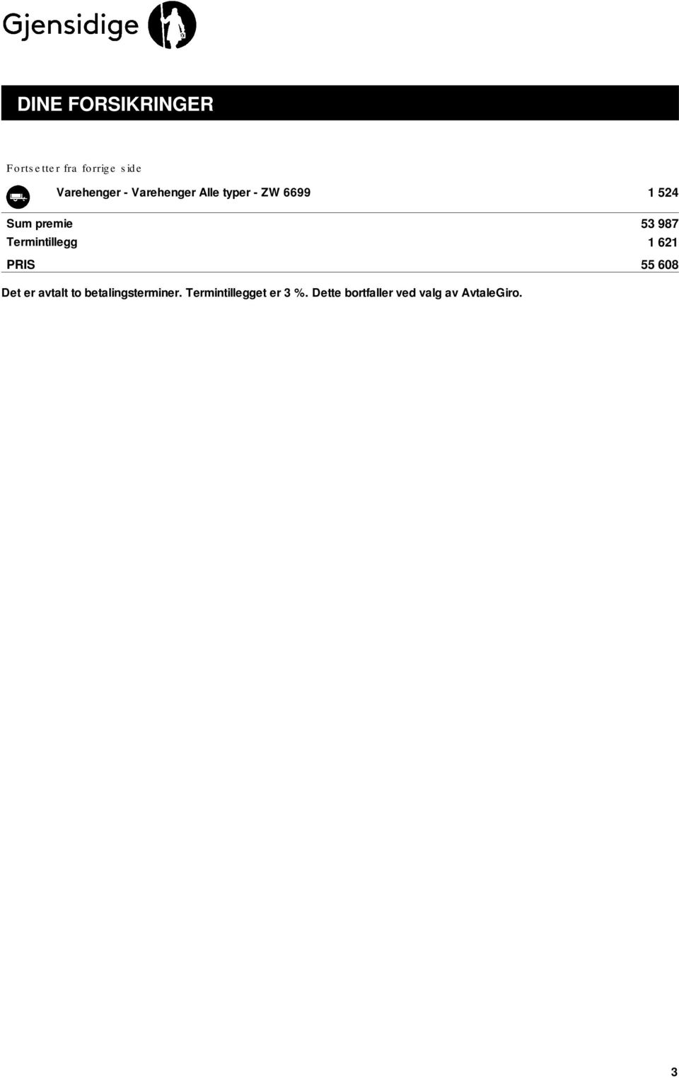 987 Termintillegg 1 621 PRIS 55 608 Det er avtalt to