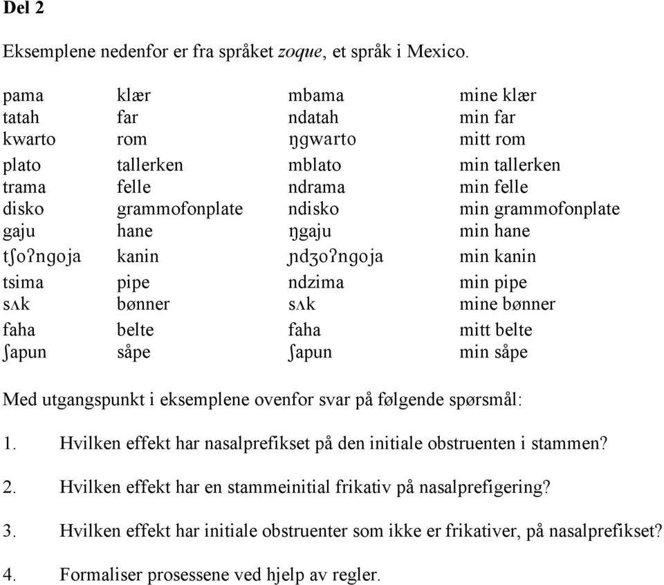 gaju hane Ngaju min hane tso/ngoja kanin dzo/ngoja min kanin tsima pipe ndzima min pipe s k bønner s k mine bønner faha belte faha mitt belte Sapun såpe Sapun min såpe Med utgangspunkt i