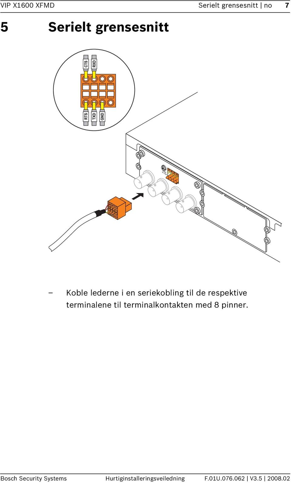 respektive terminalene til terminalkontakten med 8 pinner.