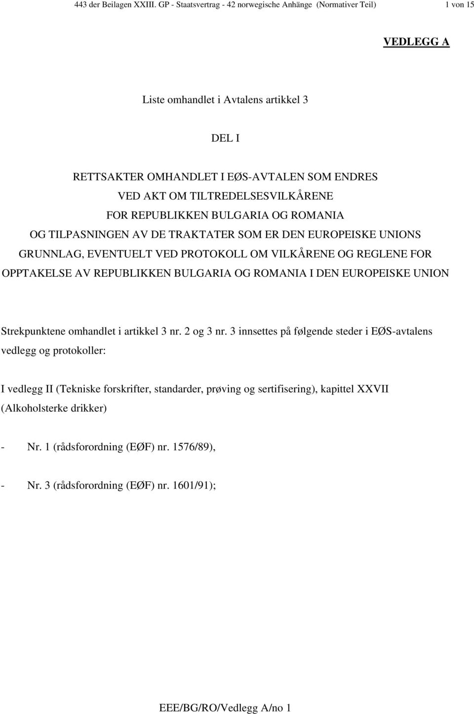 TILTREDELSESVILKÅRENE FOR REPUBLIKKEN BULGARIA OG ROMANIA OG TILPASNINGEN AV DE TRAKTATER SOM ER DEN EUROPEISKE UNIONS GRUNNLAG, EVENTUELT VED PROTOKOLL OM VILKÅRENE OG REGLENE FOR OPPTAKELSE AV