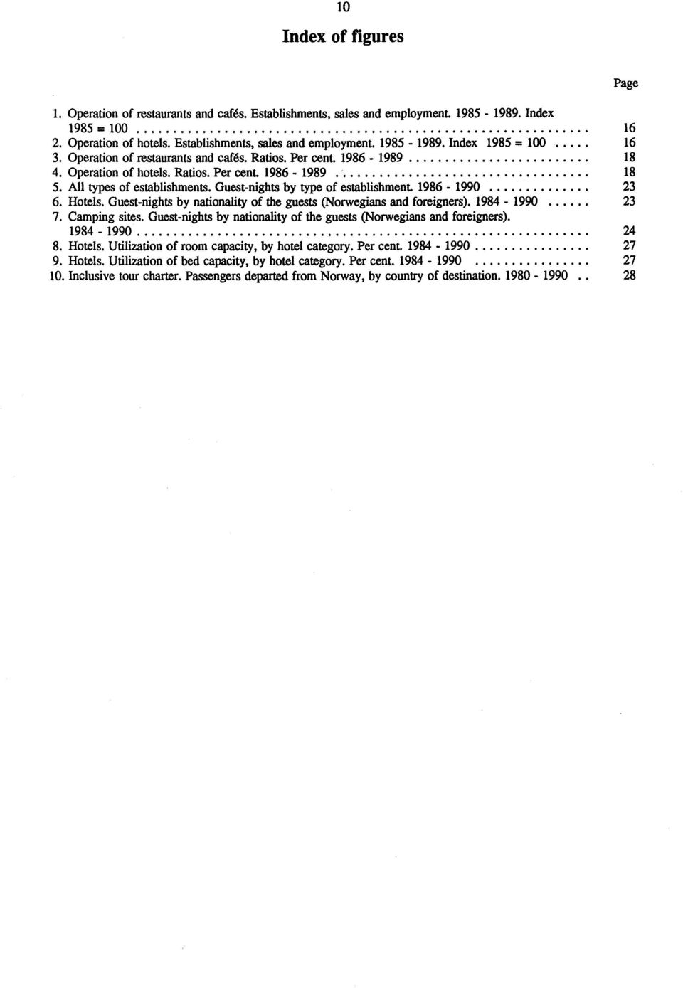Guest-nights by type of establishment 1986-1990 23 6. Hotels. Guest-nights by nationality of the guests (Norwegians and foreigners). 1984-1990 23 7. Camping sites.