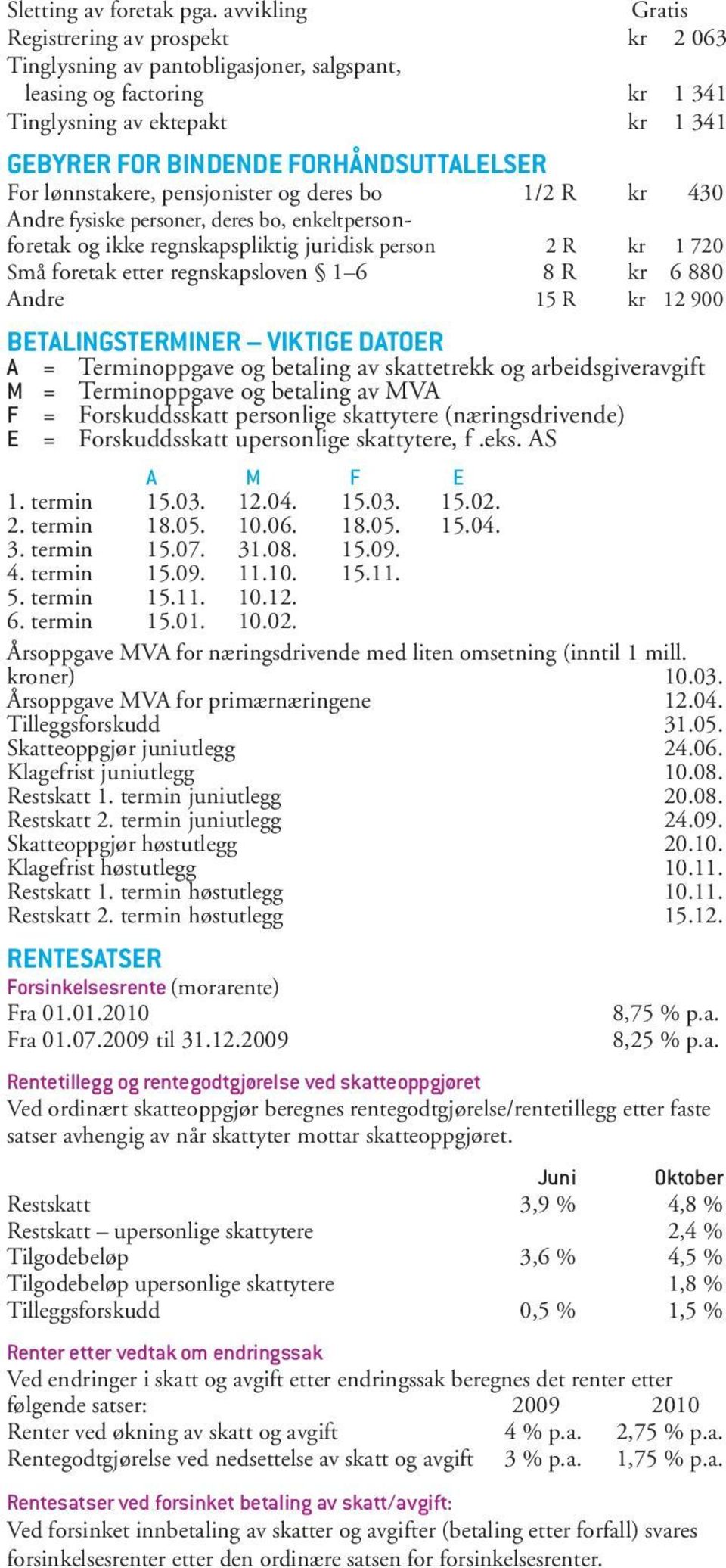 For lønnstakere, pensjonister og deres bo 1/2 R kr 430 Andre fysiske personer, deres bo, enkelt personforetak og ikke regnskapspliktig juridisk person 2 R kr 1 720 Små foretak etter regnskapsloven 1