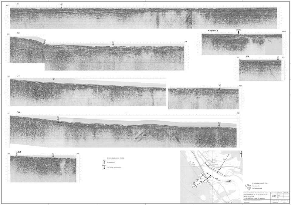 CMP-måling, hastighetsanalyse G7 G8 G5 G1 G6 G4 G2 CMP1 TEGNFORKLARING KART G3 GX CMP1 Georadarprofil CMP måling georadar MØRE OG