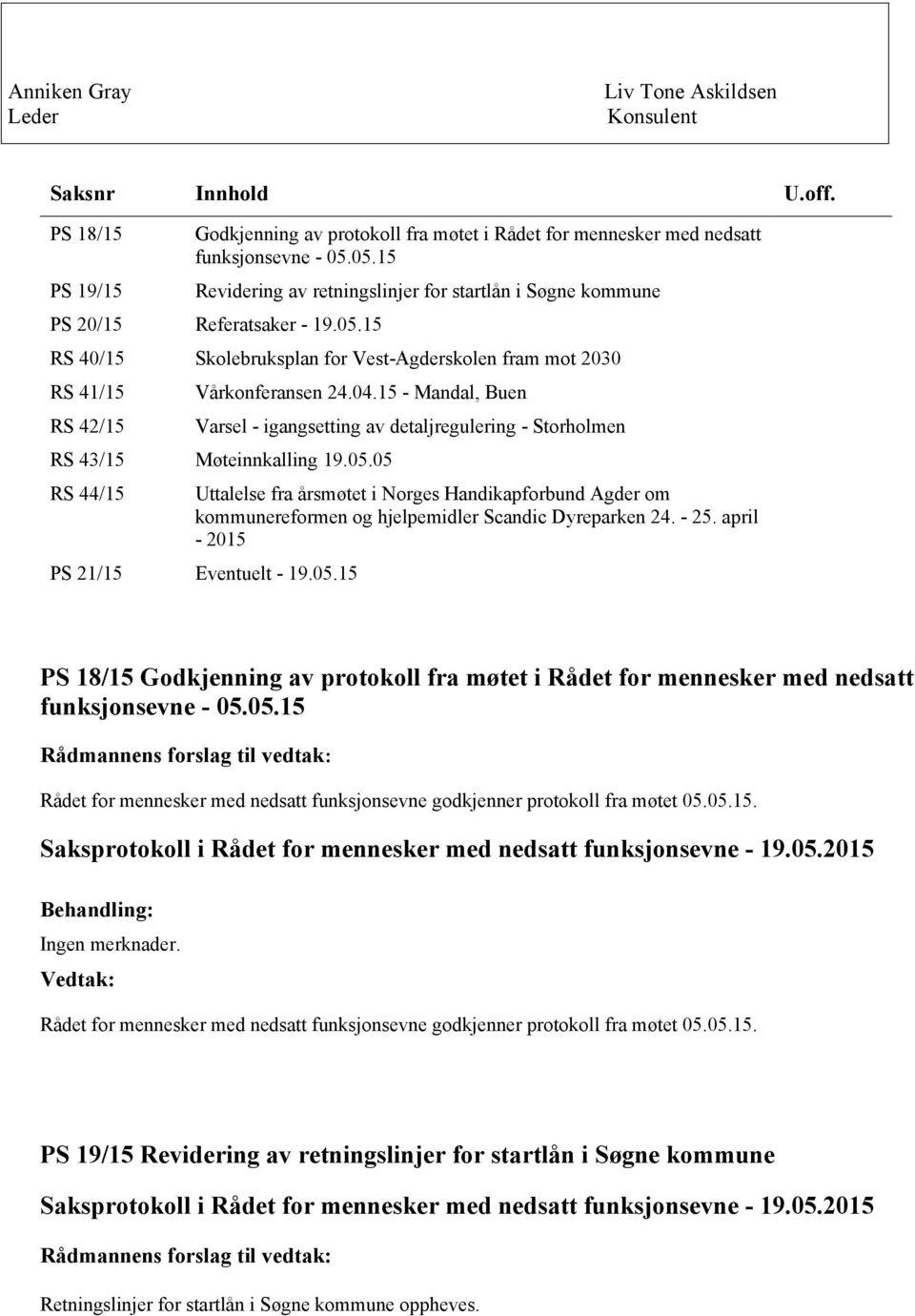 15 - Mandal, Buen Varsel - igangsetting av detaljregulering - Storholmen RS 43/15 Møteinnkalling 19.05.
