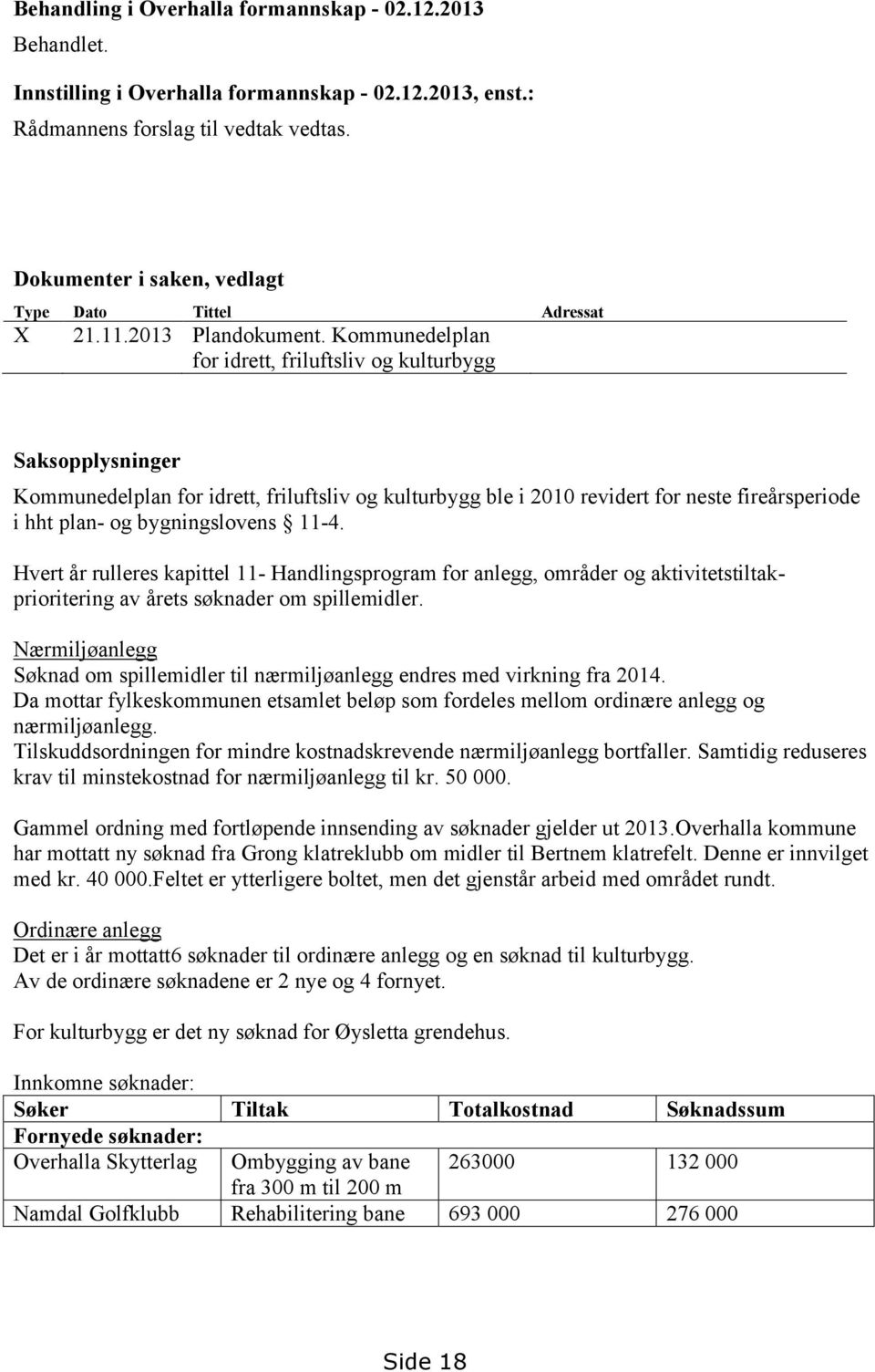 Kommunedelplan for idrett, friluftsliv og kulturbygg Saksopplysninger Kommunedelplan for idrett, friluftsliv og kulturbygg ble i 2010 revidert for neste fireårsperiode i hht plan- og bygningslovens