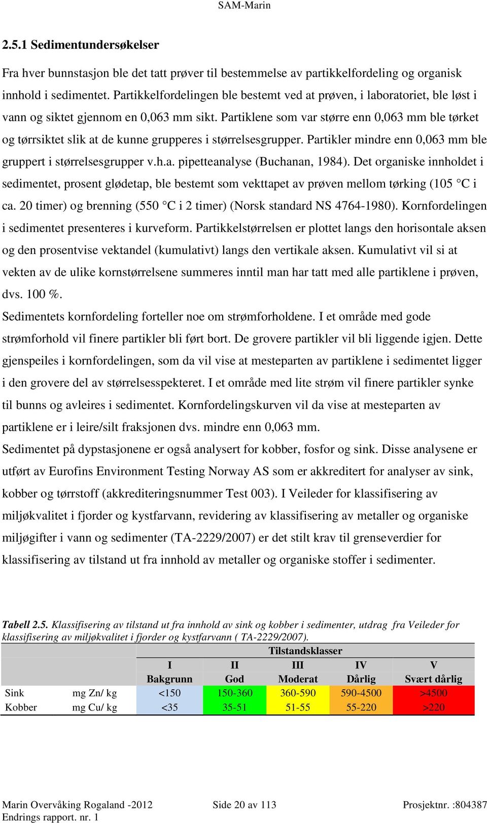 Partiklene som var større enn 0,063 mm ble tørket og tørrsiktet slik at de kunne grupperes i størrelsesgrupper. Partikler mindre enn 0,063 mm ble gruppert i størrelsesgrupper v.h.a. pipetteanalyse (Buchanan, 1984).