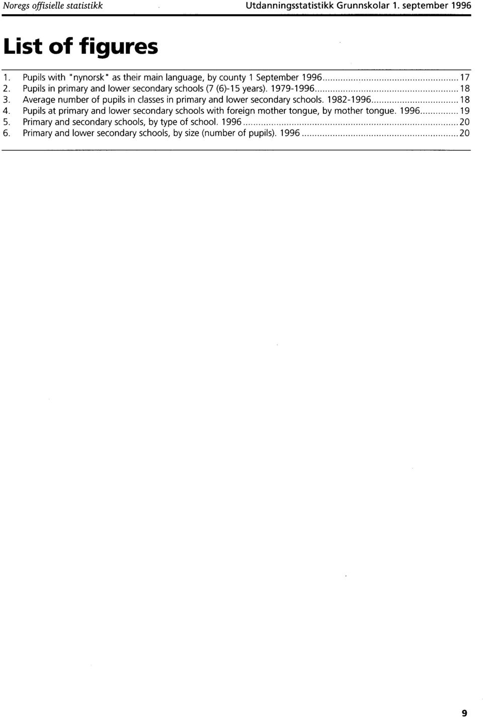 1979-1996 18 3. Average number of pupils in classes in primary and lower secondary schools. 1982-1996 18 4.