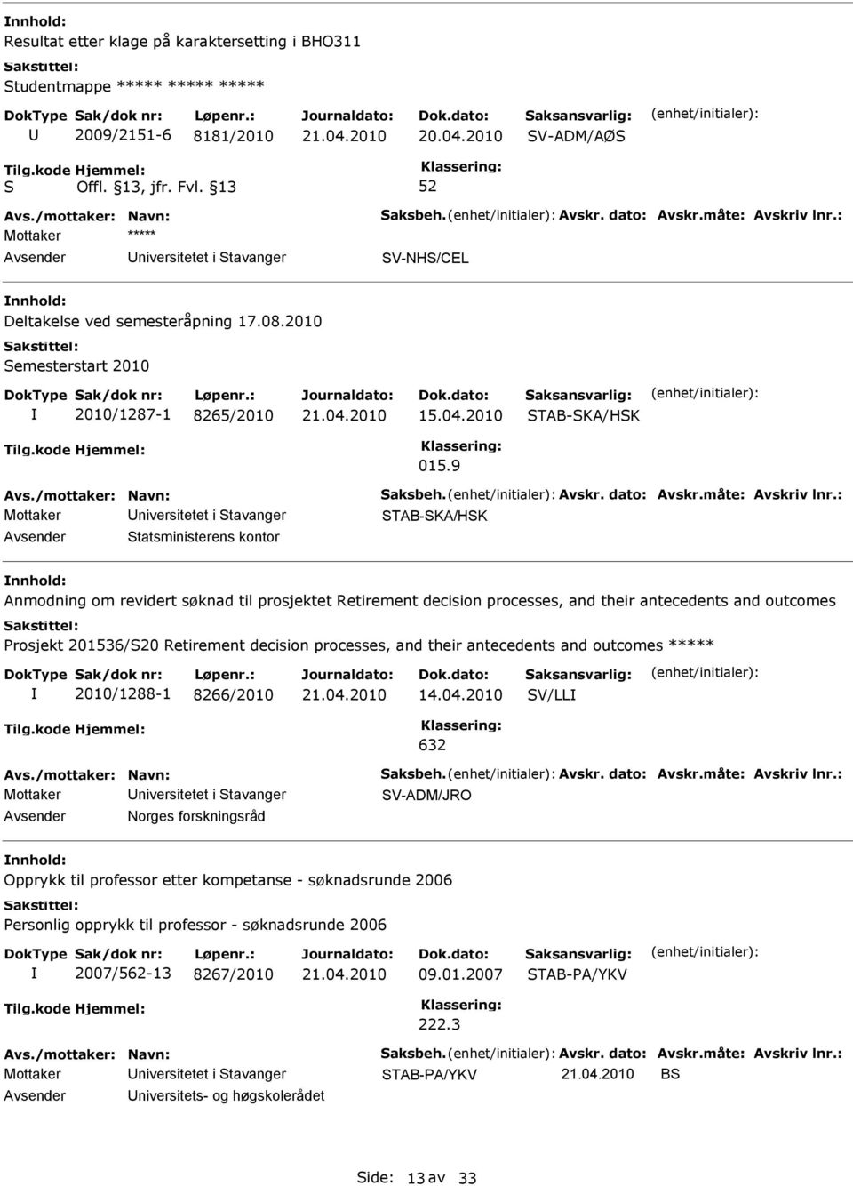 9 TAB-KA/HK tatsministerens kontor Anmodning om revidert søknad til prosjektet Retirement decision processes, and their antecedents and outcomes rosjekt 201536/20 Retirement decision processes,