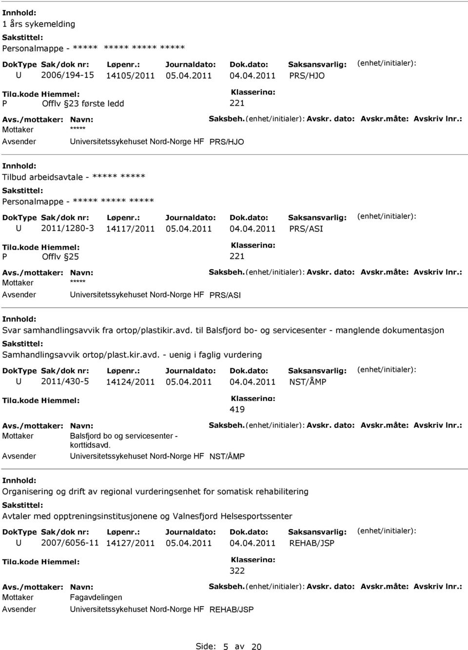 måte: Avskriv lnr.: niversitetssykehuset Nord-Norge HF RS/AS Svar samhandlingsavvik fra ortop/plastikir.avd. til Balsfjord bo- og servicesenter - manglende dokumentasjon Samhandlingsavvik ortop/plast.