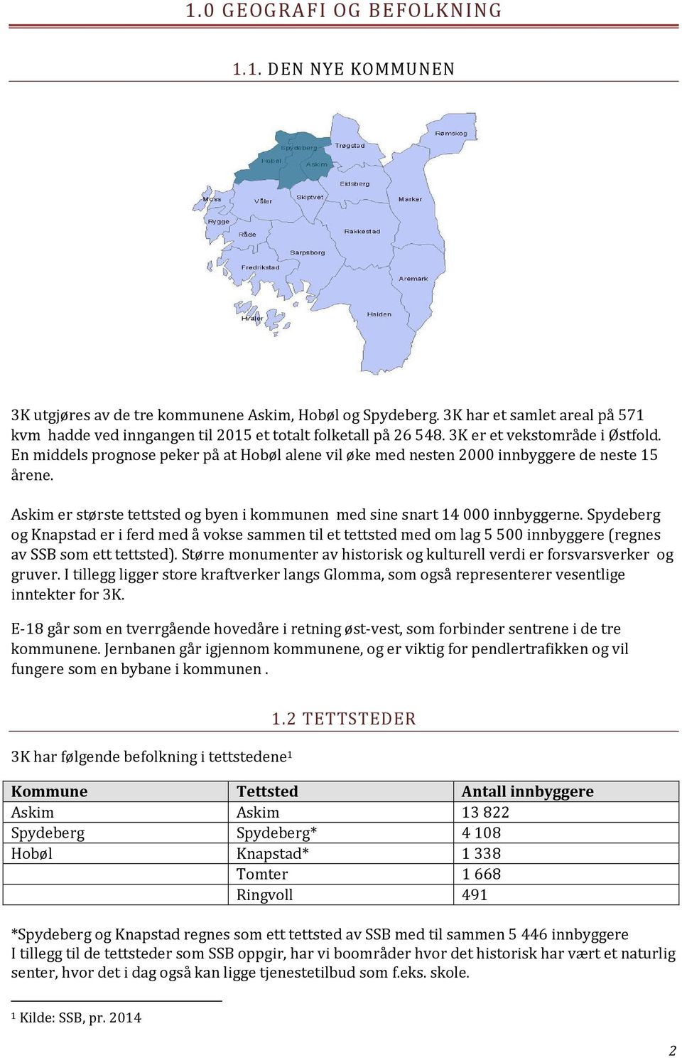En middels prognose peker på at Hobøl alene vil øke med nesten 2000 innbyggere de neste 15 årene. Askim er største tettsted og byen i kommunen med sine snart 14 000 innbyggerne.