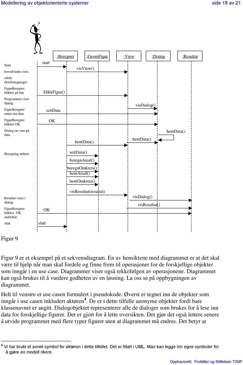 hentareal() hentomkrets() visdialog() hentdata() hentdata() Resultat vises i dialog FigurBeregner klikker OK endwhile slutt slutt OK visresultat(resultat) visdialog() visresultat() Figur 9 Figur 9 er