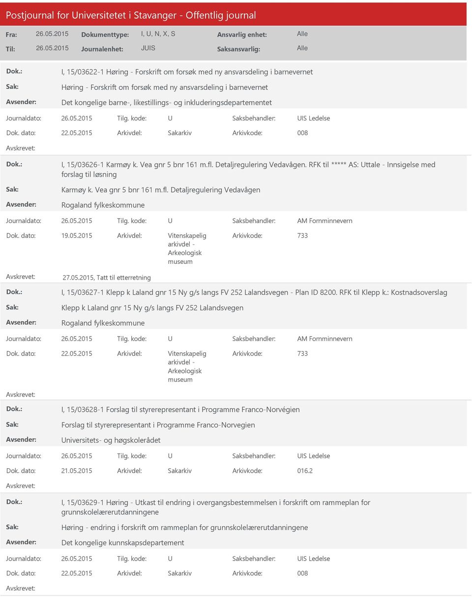 RFK til ***** AS: ttale - Innsigelse med forslag til løsning Karmøy k. Vea gnr 5 bnr 161 m.fl. Detaljregulering Vedavågen Dok. dato: 19.05.