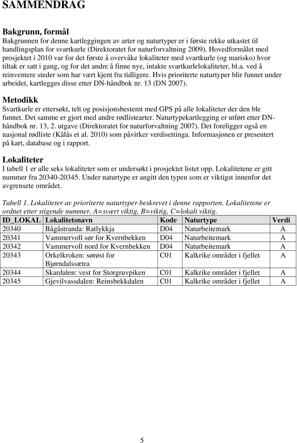 Hvis prioriterte naturtyper blir funnet under arbeidet, kartlegges disse etter DN-håndbok nr. 13 (DN 2007).