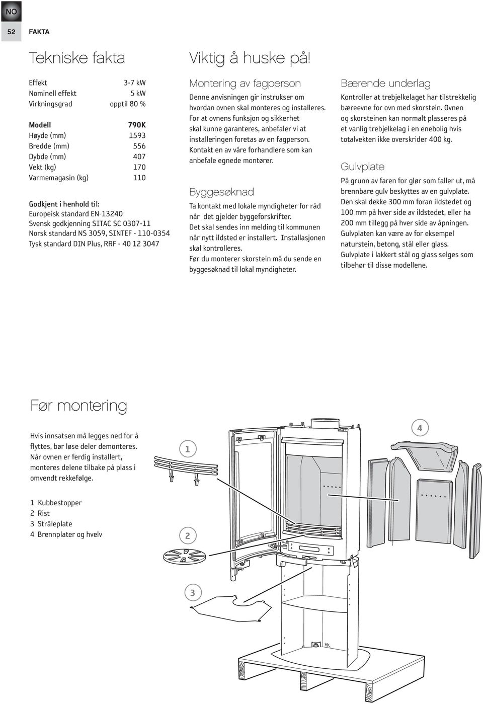 Montering av fagperson Denne anvisningen gir instrukser om hvordan ovnen skal monteres og installeres.