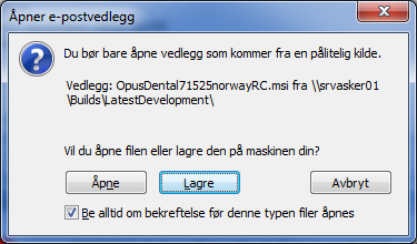 Installasjon Last ned installasjonsfilen for Opus Dental I mailen du har mottatt fra Opus Systemer er det en link for nedlasting av Opus Dental versjon 7.1.