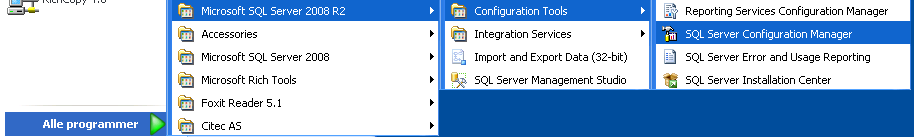 Klikk på SQL Server Network Configuration, deretter på Protocols for SQLEXPRESS (som er databaseinstansen i dette eksemplet), høyreklikk på TCP/IP og velg Enable.