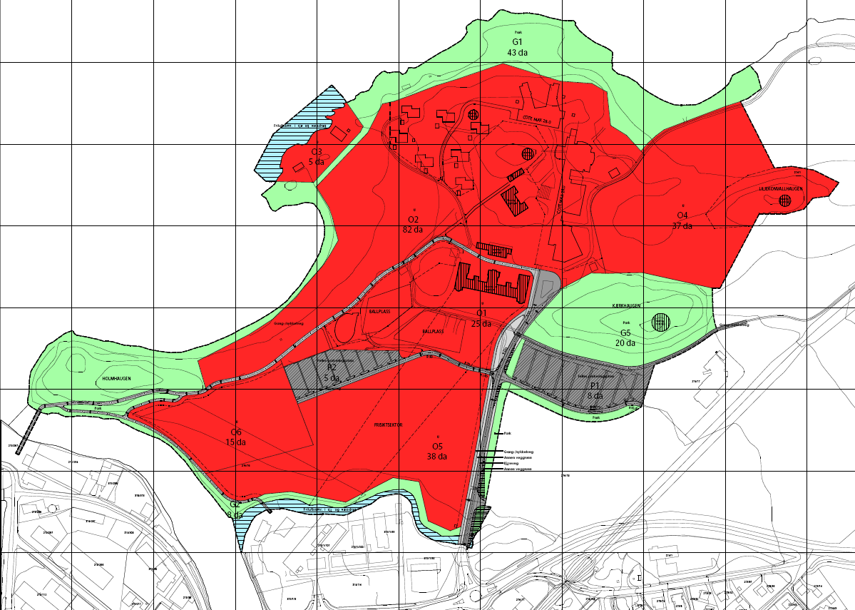 Figur 4 Områderegulering (Kilde: Levanger kommune) Det skal utarbeides en detaljregulering for hele området, både skoletomt og aktivitetsområdet.