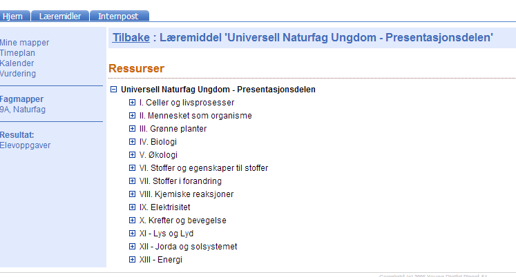 3 Det digitale læreverket - en presentasjon av «Universell Naturfag Ungdom» Læreverket som skal benyttes i denne oppgaven er Universell Naturfag Ungdom.