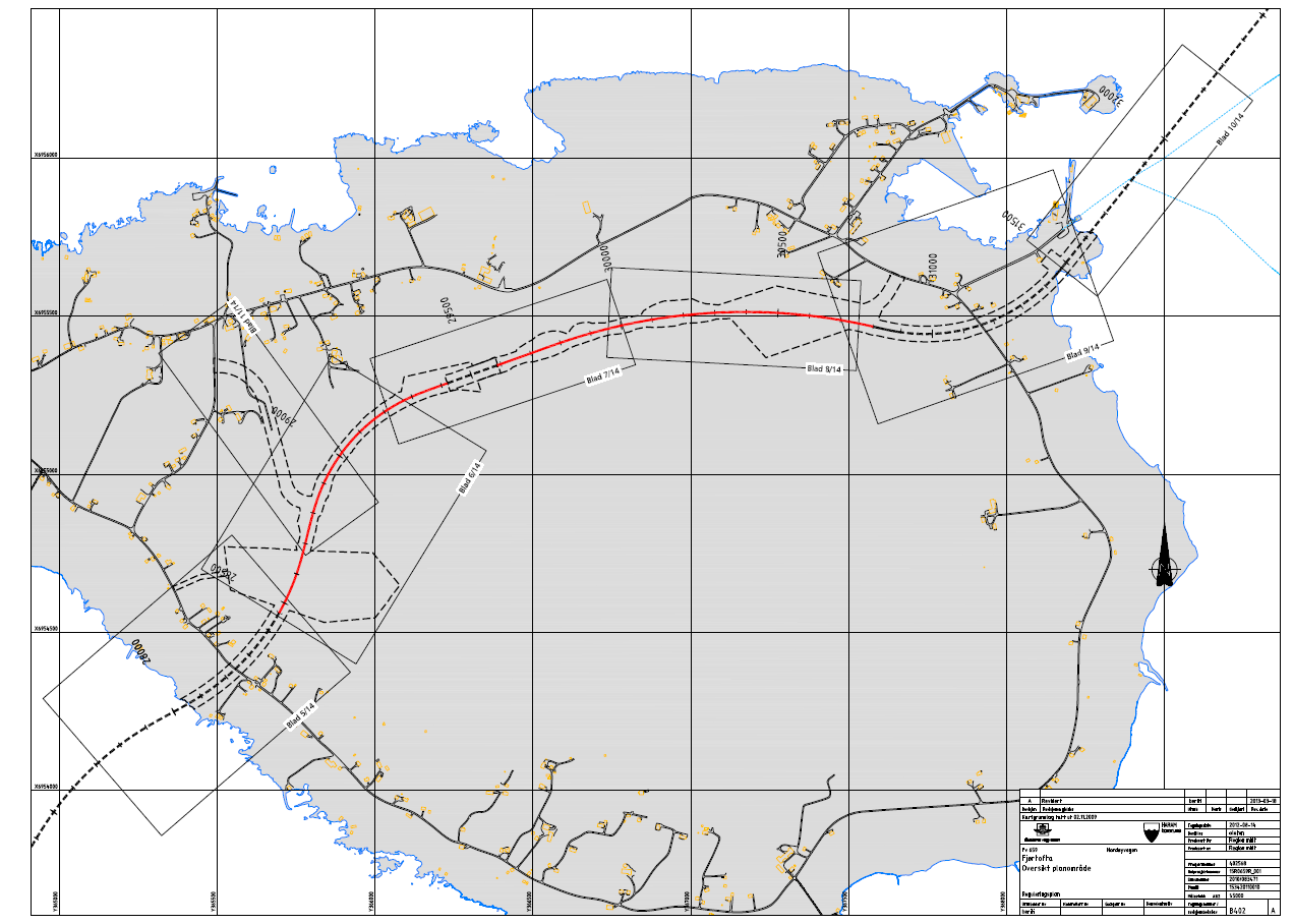 Kart, tegninger og bilder: Denne reguleringsendringen gjelder Fjørtofta, parsell 4 av fv. 659 Nordøyvegen.