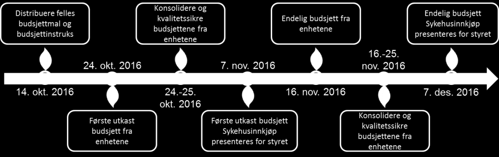 1. Hva saken gjelder Styret behandlet forslag til budsjettprinsipper, -struktur og prosess for Sykehusinnkjøp HF i styremøte 5.oktober (sak 75-2016). Første utkast til budsjett 2017 ble behandlet 7.