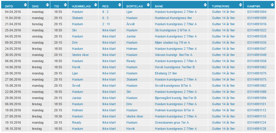 SERIEKAMPER 9ER LAGET Seriekamper mest på mandager, noen tirsdager og en onsdag/torsdag. Her skal alle G02 sikres spilletid.