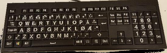 ZoomText tastatur Sorte bokstaver på gule taster - Hms art nr: 156126 Hvite bokstaver på sorte taster - Hms art nr: 197123 Perfekt tastatur for deg som bruker ZoomText.
