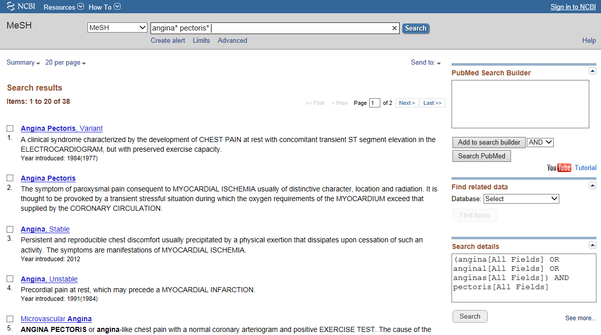 MeSH Database MeSH (Medical Subject Headings) er emneord som legges til en artikkelreferanse av en fagreferent for å beskrive hvilke(t) emne(r) artikkelen handler om.