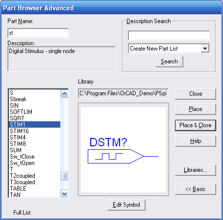 Eksempel på Pspice digital simulering Mixed mode digital / analog ( For spesielt interesserte - er ikke en obligatorisk del av laboppgaven ) Dette er et eksempel på hvordan du genererer pulser.