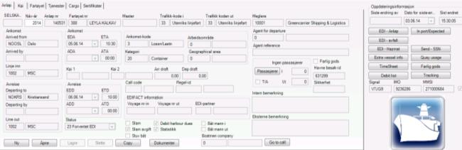 Steg 1: Innlesning av anløpsmelding fra SSN Port Notification (anløpsmelding) fra SSN leses automatisk inn i PORTIT og