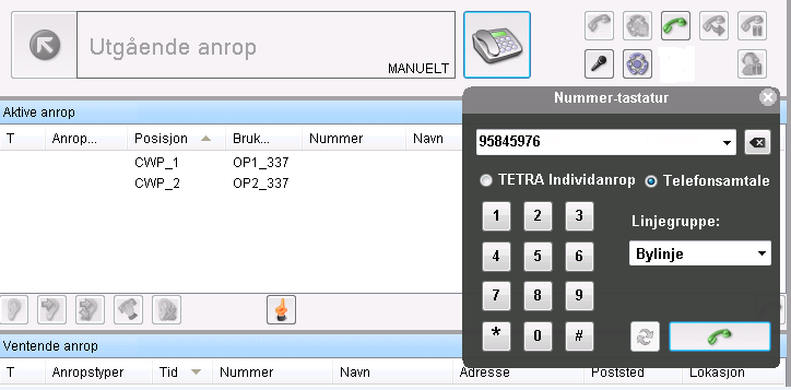 Aktivt samtaleområde utgående samtale Trykk på telefonapparat Velg linje ut Tast nummer i nummer-tastatur Eller hente fra