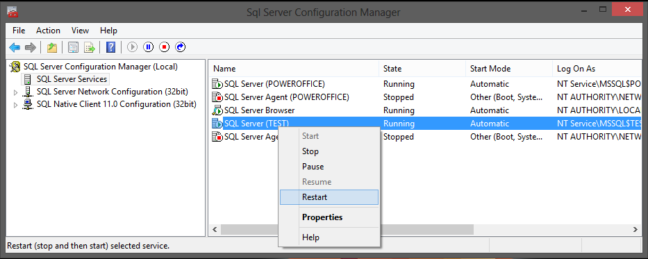 2. Klargjør serveren for bruk av SQL server Start programmet SQL Server Configuration Manager.