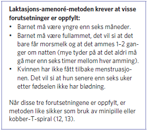 Helsetilsynet. LAM Amming som prevensjonsmetode. Rapport fra et seminar i Statens helsetilsyn 31 oktober 1996.