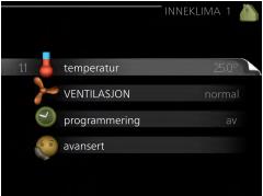 Hvis det er kaldt ute og romtemperaturen er for høy, bør kurvehellingen i meny 1.9.1 senkes med ett trinn.