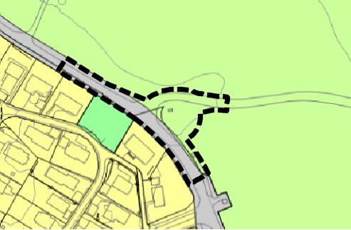 17 (38) Figur 12: Gjeldende kommuneplan for området ved Rustadporten. Plangrensen er vist med sort stiplet linje.