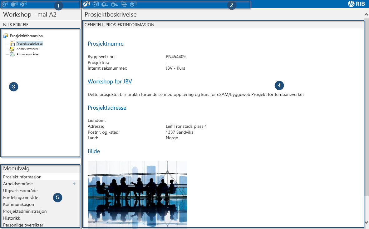 Prosjektinformasjon 1. Venstre verktøylinje 2.