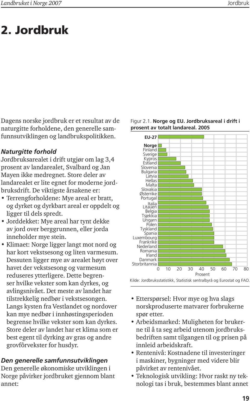 De viktigste årsakene er: Terrengforholdene: Mye areal er bratt, og dyrket og dyrkbart areal er oppdelt og ligger til dels spredt.