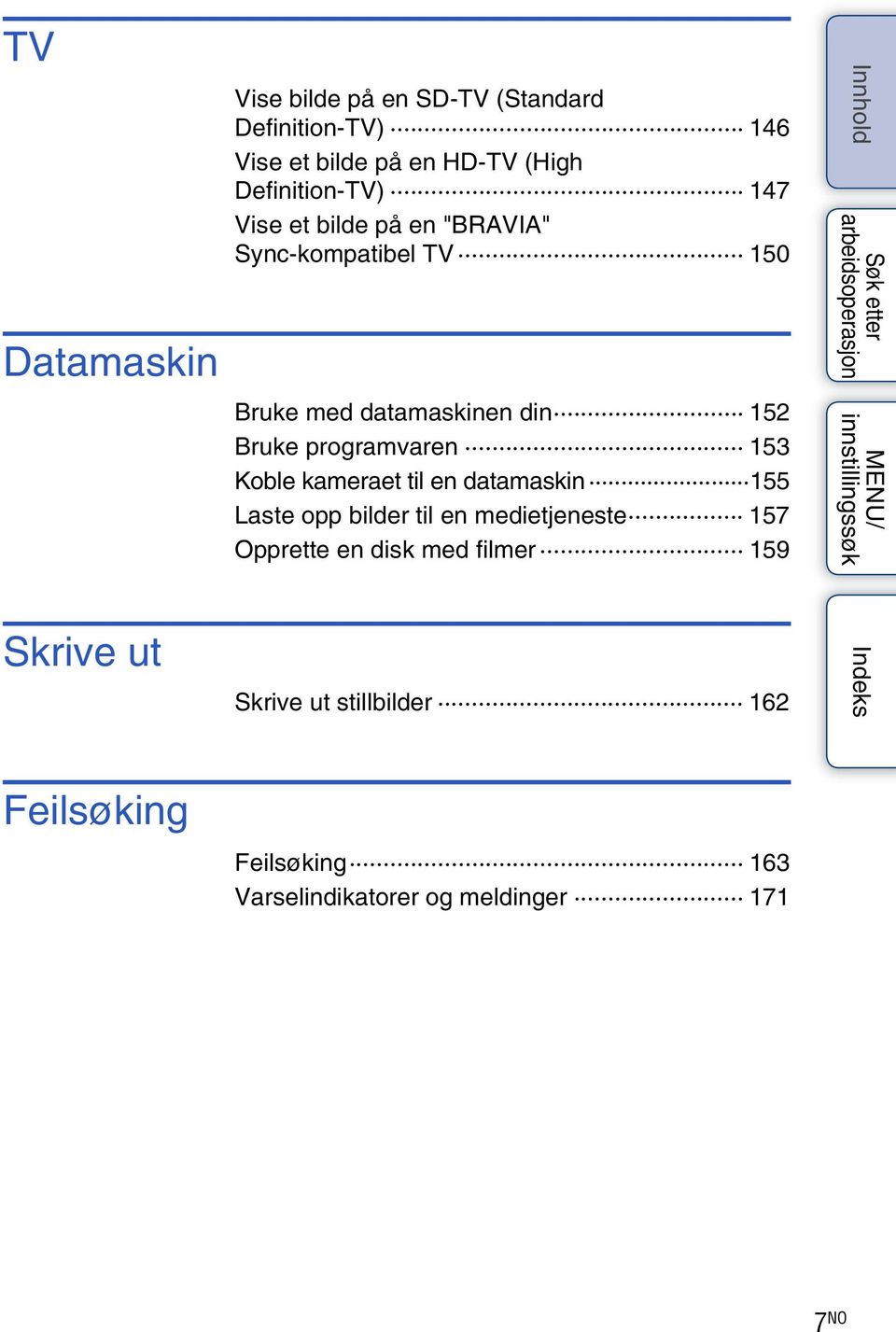 programvaren 153 Koble kameraet til en datamaskin 155 Laste opp bilder til en medietjeneste 157 Opprette en