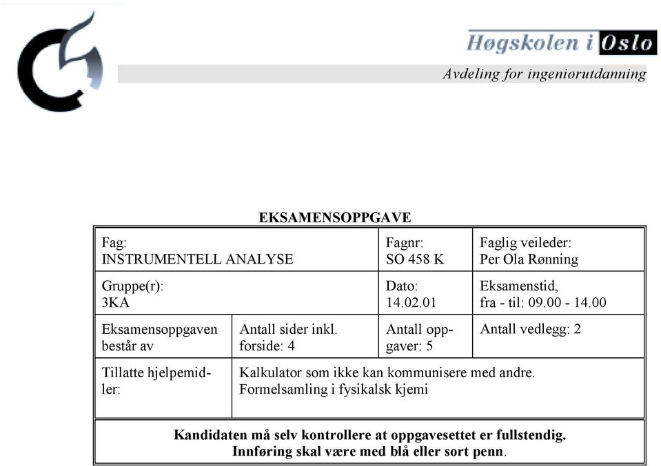 0 All oppgver: 5 Fglig veileder: Per Ol øig Esesid, fr - il: 09.00-4.