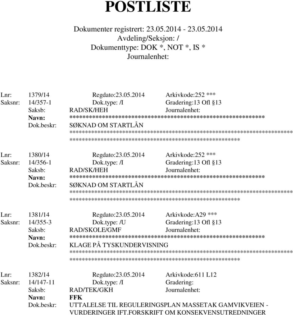 beskr: KLAGE PÅ TYSKUNDERVISNING Lnr: 1382/14 Regdato:23.05.2014 Arkivkode:611 L12 Saksnr: 14/147-11 Dok.