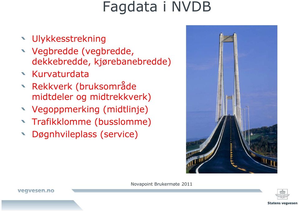 (bruksområde midtdeler og midtrekkverk) Vegoppmerking