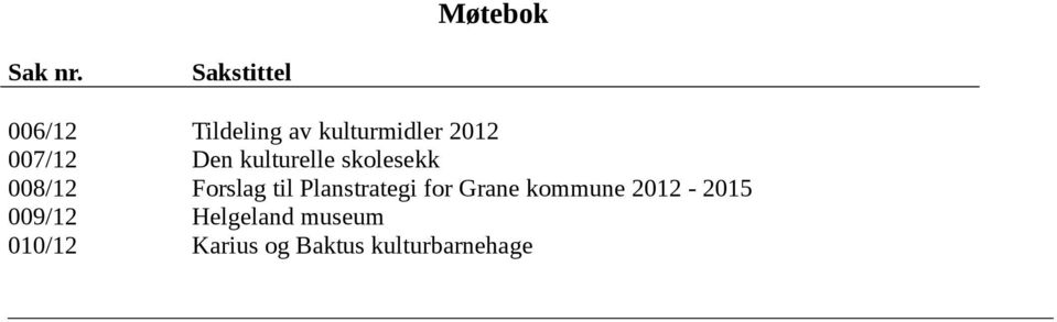 007/12 Den kulturelle skolesekk 008/12 Forslag til