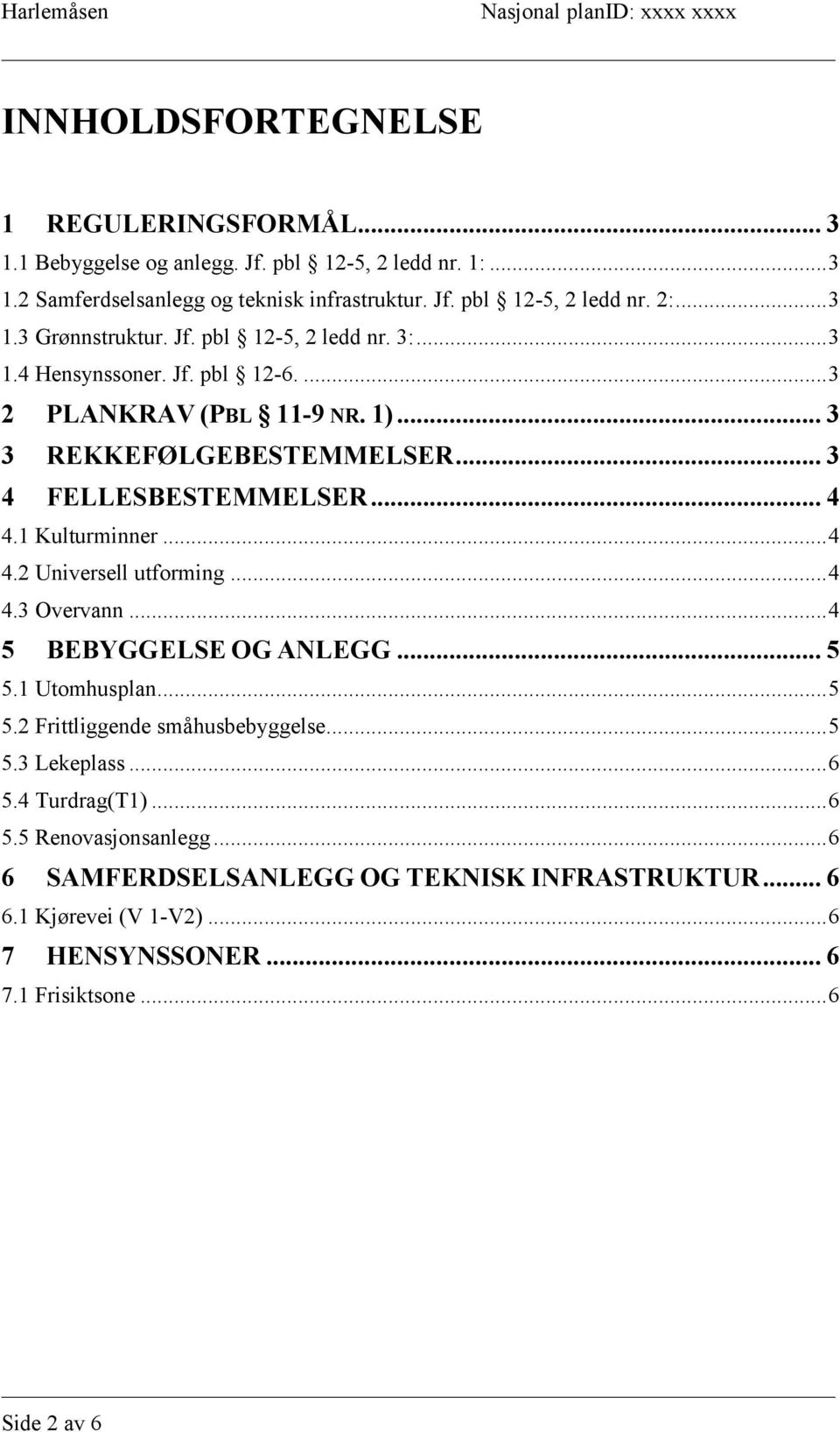 .. 4 4.1 Kulturminner... 4 4.2 Universell utforming... 4 4.3 Overvann... 4 5 BEBYGGELSE OG ANLEGG... 5 5.1 Utomhusplan... 5 5.2 Frittliggende småhusbebyggelse... 5 5.3 Lekeplass.