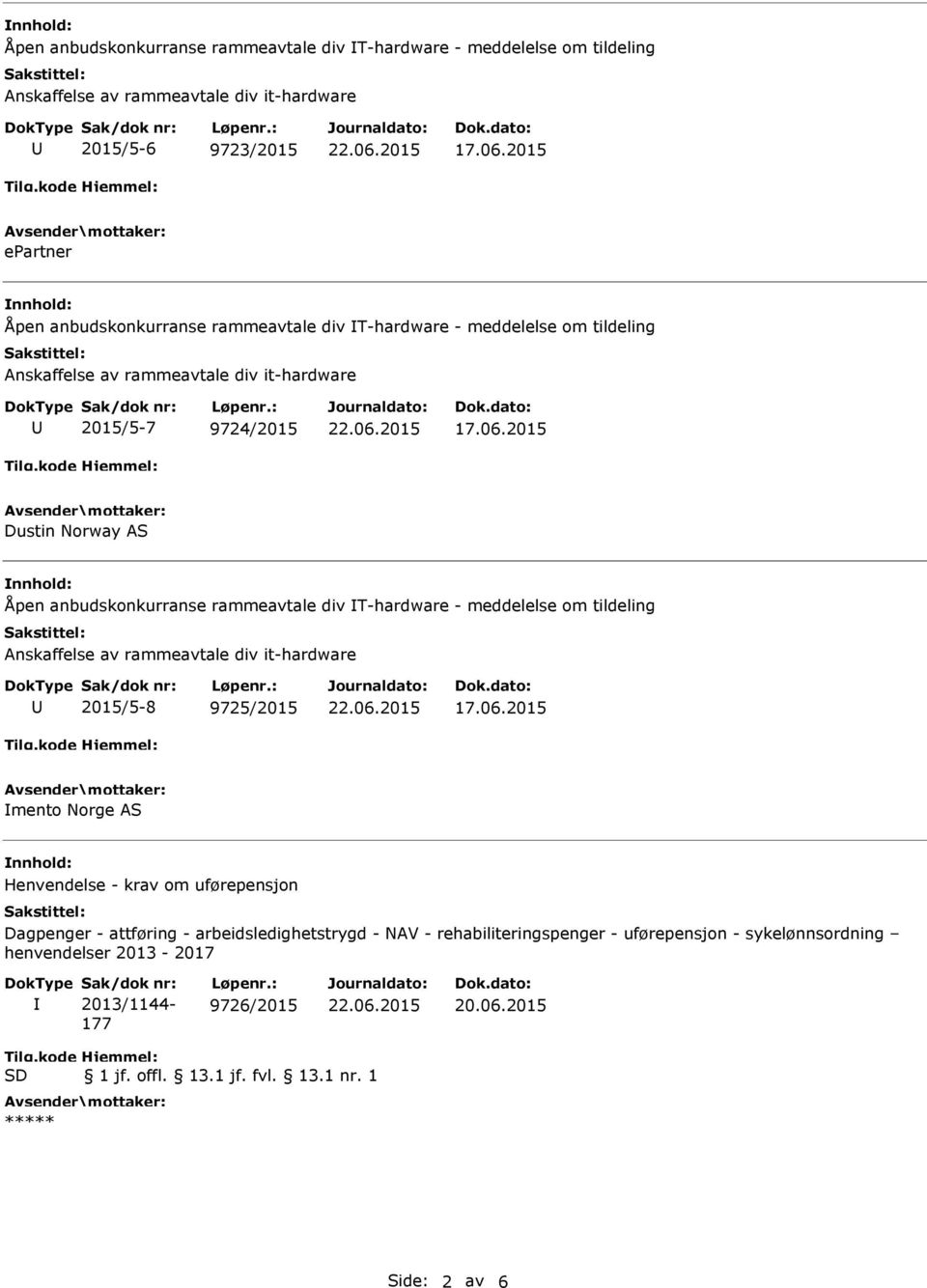 tildeling 2015/5-8 9725/2015 mento Norge AS Henvendelse - krav om uførepensjon Dagpenger - attføring - arbeidsledighetstrygd - NAV -