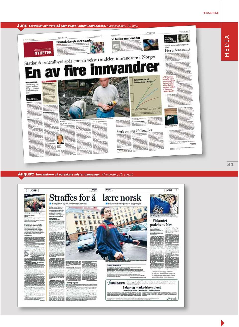 MEDIA 31 August: Innvandrere på norskkurs
