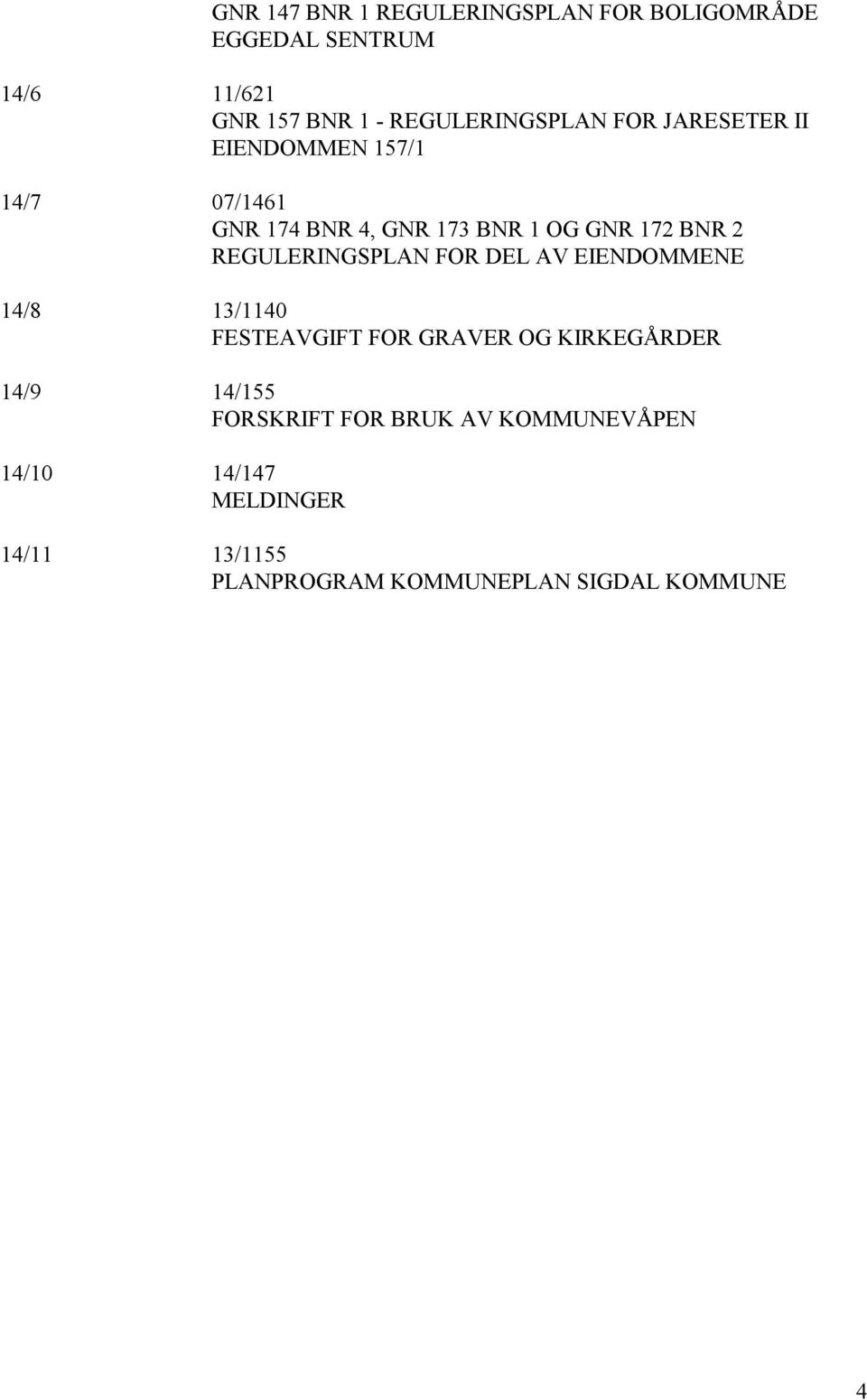 BNR 2 REGULERINGSPLAN FOR DEL AV EIENDOMMENE 14/8 13/1140 FESTEAVGIFT FOR GRAVER OG KIRKEGÅRDER 14/9