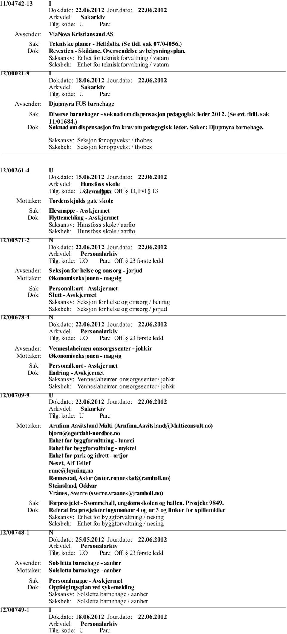 kode: U Djupmyra FUS barnehage Diverse barnehager - søknad om dispensasjon pedagogisk leder 2012. (Se evt. tidli. sak 11/01684.) Søknad om dispensasjon fra krav om pedagogisk leder.