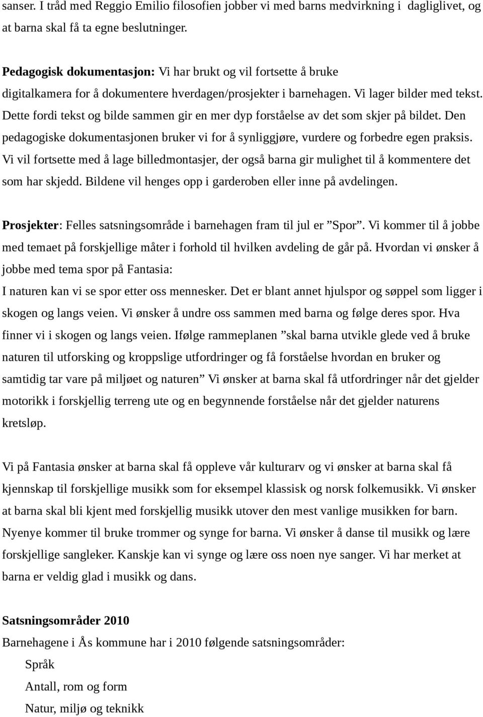 Dette fordi tekst og bilde sammen gir en mer dyp forståelse av det som skjer på bildet. Den pedagogiske dokumentasjonen bruker vi for å synliggjøre, vurdere og forbedre egen praksis.