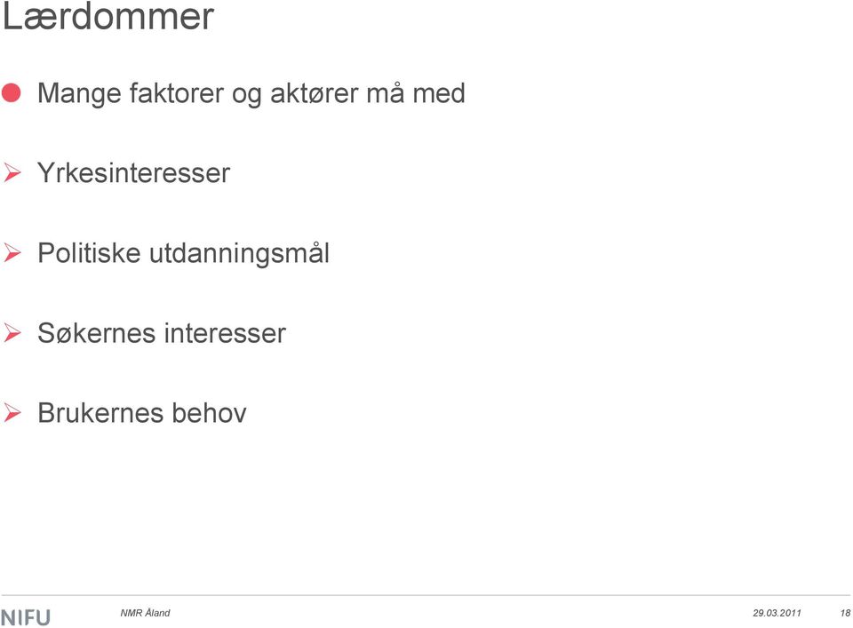 utdanningsmål Søkernes interesser