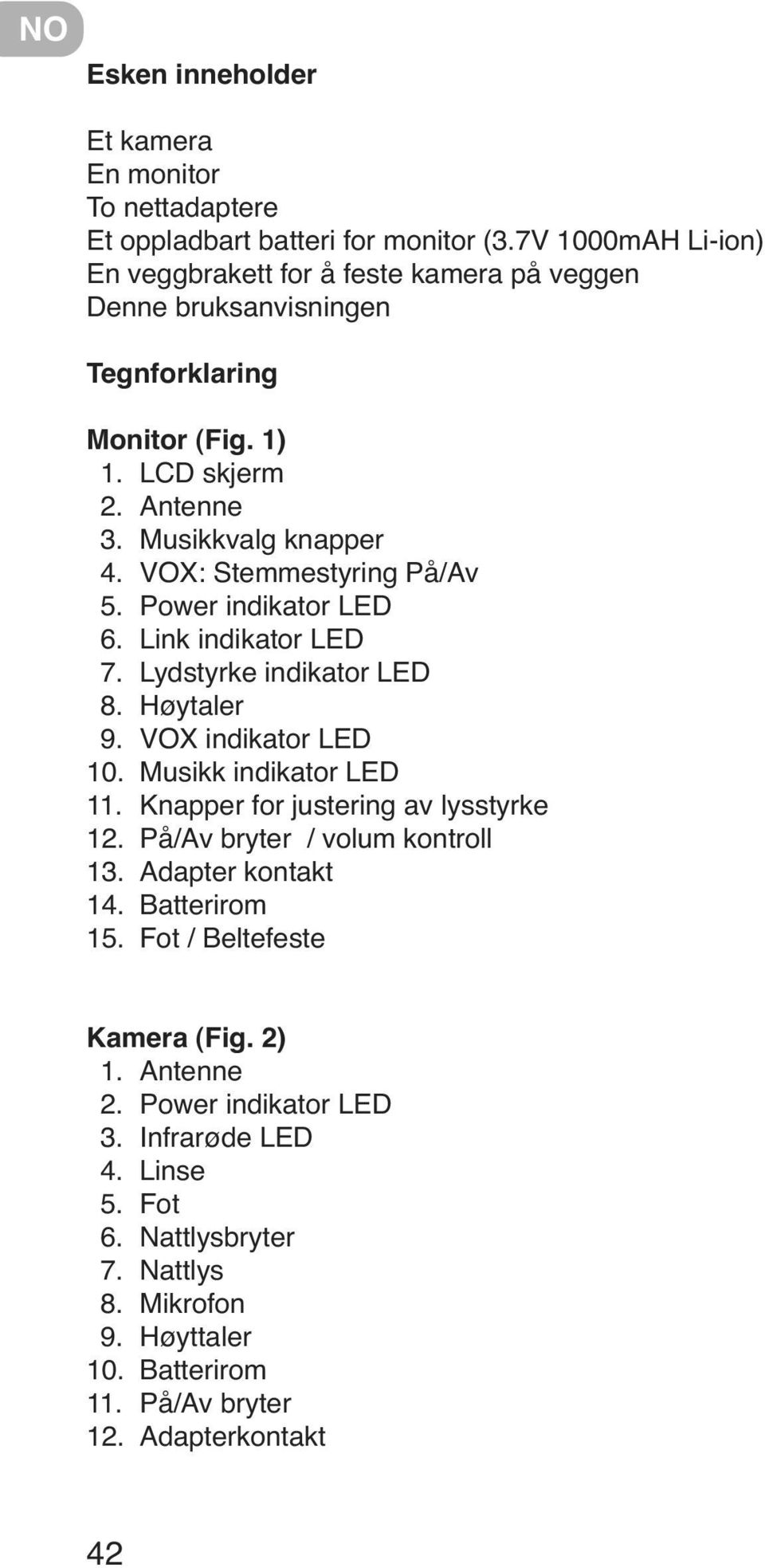 VOX: Stemmestyring På/Av 5. Power indikator LED 6. Link indikator LED 7. Lydstyrke indikator LED 8. Høytaler 9. VOX indikator LED 10. Musikk indikator LED 11.